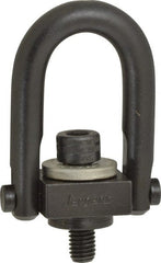 Jergens - 400 Lb Load Capacity Safety Engineered Center Pull Hoist Ring - M8 x 1.25 Thread, 12.5mm Thread Length, Alloy Steel, Black Oxide Finish - Exact Tooling