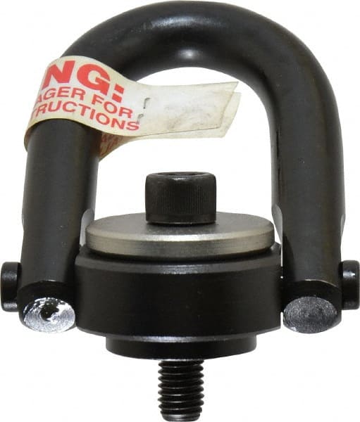 Jergens - 1,050 Lb Load Capacity Safety Engineered Center Pull Hoist Ring - M12 x 1.75 Thread, 19mm Thread Length, Alloy Steel, Black Oxide Finish - Exact Tooling