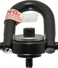 Jergens - 1,050 Lb Load Capacity Safety Engineered Center Pull Hoist Ring - M12 x 1.75 Thread, 19mm Thread Length, Alloy Steel, Black Oxide Finish - Exact Tooling