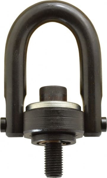 Jergens - 1,900 Lb Load Capacity Safety Engineered Center Pull Hoist Ring - M16 x 2.0 Thread, 29mm Thread Length, Alloy Steel, Black Oxide Finish - Exact Tooling