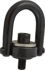 Jergens - 4,200 Lb Load Capacity Safety Engineered Center Pull Hoist Ring - M24 x 3.0 Thread, 37mm Thread Length, Alloy Steel, Black Oxide Finish - Exact Tooling