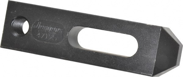 Jergens - 1/2" Stud, Low Carbon Steel, Plain Strap Clamp - 1-1/4" Travel, 4-1/2" OAL x 1-1/4" Wide x 3/4" High, Black Oxide Finish, Tapered Nose - Exact Tooling