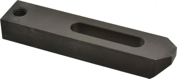 Jergens - 1/2" Stud, Low Carbon Steel, Plain Strap Clamp - 2" Travel, 6" OAL x 1-1/4" Wide x 7/8" High, Black Oxide Finish, Tapered Nose - Exact Tooling