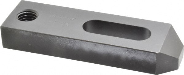 Jergens - 5/8" Stud, Low Carbon Steel, Plain Strap Clamp - 1-1/4" Travel, 5" OAL x 1-1/2" Wide x 3/4" High, Black Oxide Finish, Tapered Nose - Exact Tooling