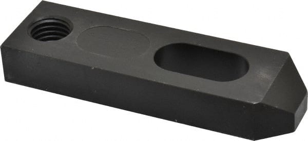 Jergens - 3/4" Stud, Low Carbon Steel, Plain Strap Clamp - 3/4" Travel, 5" OAL x 1-1/2" Wide x 3/4" High, Black Oxide Finish, Tapered Nose - Exact Tooling