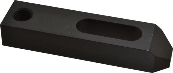 Jergens - 3/4" Stud, Low Carbon Steel, Plain Strap Clamp - 1-1/2" Travel, 6" OAL x 1-1/2" Wide x 1" High, Black Oxide Finish, Tapered Nose - Exact Tooling