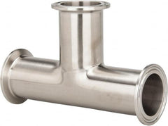 VNE - 1-1/2", Clamp Style, Sanitary Stainless Steel Pipe Tee - Tube OD Connection, Grade 316/316L - Exact Tooling
