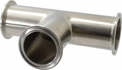 VNE - 2", Clamp Style, Sanitary Stainless Steel Pipe Tee - Tube OD Connection, Grade 304 - Exact Tooling