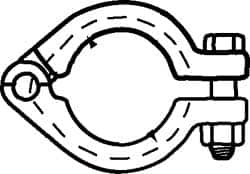 VNE - 2-1/2", E-Line Style, Sanitary Stainless Steel Pipe Unpolished Clamp with Bolt - Tube OD Connection, Grade 304 - Exact Tooling