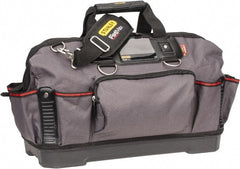 Stanley - 16 Pocket Black & Gray Polyester Tool Bag - 9-1/4" Wide x 19-1/4" Deep x 12-3/4" High - Exact Tooling