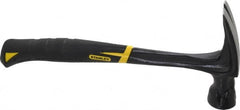 Stanley - 1 Lb Head, Straight Rip Claw Nail Hammer - 13-1/2" OAL, Forged Steel Head, 1-3/16" Face Diam, Smooth Face, Steel Handle with Grip - Exact Tooling
