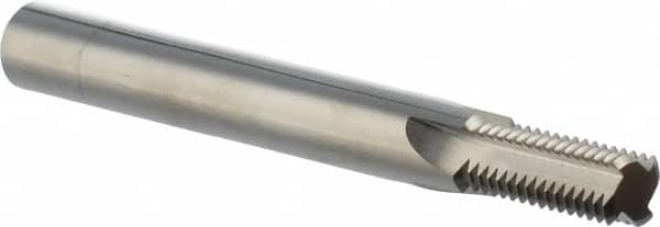 Scientific Cutting Tools - 1/4-19, 3/8-19 Thread, 3/8" Shank Diam, Bright Coating, Solid Carbide Straight Flute Thread Mill - 4 Flutes, 3-1/2" OAL, 1/4" Min Noml Diameter - Exact Tooling