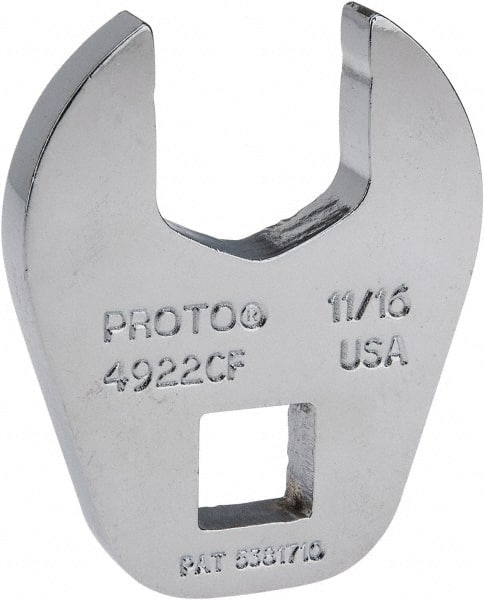 Proto - 11/16" 3/8" Drive Chrome Open End Crowfoot Wrench - 1.54" Head Diam x 1/4" Head Thickness - Exact Tooling