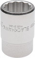 Blackhawk by Proto - 3/4" Drive, Standard Hand Socket - 12 Points, 2-13/64" OAL, Alloy Steel, Black Finish - Exact Tooling