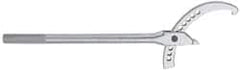 Facom - 8-21/32" to 12-3/4" Capacity, Satin Chrome Finish, Adjustable Hook Spanner Wrench - 25-19/32" OAL, 19mm Hook Pin Height - Exact Tooling
