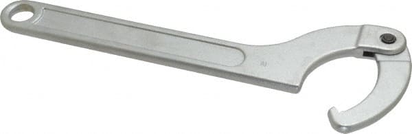 Facom - 3-5/32" to 4-23/32" Capacity, Satin Chrome Finish, Adjustable Hook Spanner Wrench - 13-37/64" OAL, 7/32" Hook Pin Height - Exact Tooling