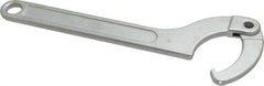 Facom - 3-5/32" to 4-23/32" Capacity, Satin Chrome Finish, Adjustable Hook Spanner Wrench - 13-37/64" OAL, 7/32" Hook Pin Height - Exact Tooling