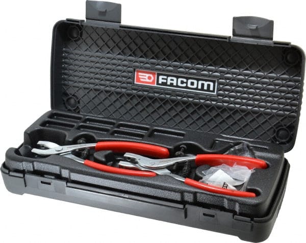 Facom - 21 Piece, Convertible Retaining Ring Pliers Set - 13-3/16" OAL, Comes in Plastic Case - Exact Tooling