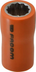 Facom - 3/8" Drive, Standard Hand Socket - 12 Points, 1-13/16" OAL, Alloy Steel - Exact Tooling