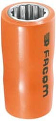 Facom - 3/8" Drive, Standard Hand Socket - 12 Points, 1-11/16" OAL, Alloy Steel - Exact Tooling