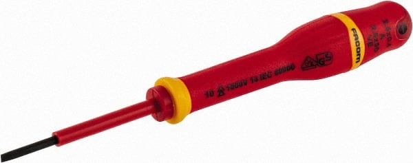 Facom - 150mm OAL Standard Slotted Screwdriver - 100mm Blade Length, Round Shank, Ergonomic Handle - Exact Tooling
