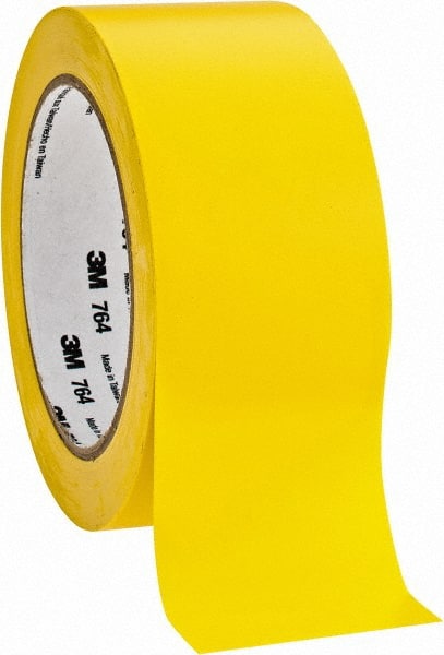 3M - Yellow Solid Color Vinyl Tape - 2" Wide x 108' Long x 0.005" Thick, General Traffic - Exact Tooling