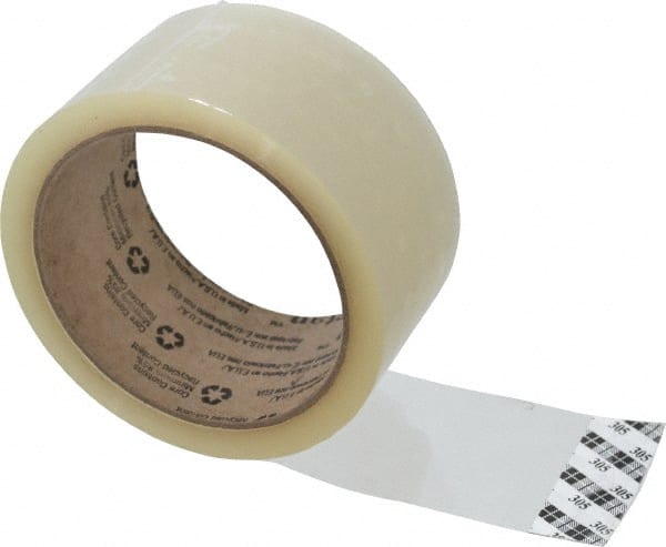 3M - 2" x 55 Yd Clear Acrylic Adhesive Sealing Tape - Polypropylene Film Backing, 1.8 mil Thick, 19 Lb Tensile Strength, Series 305 - Exact Tooling