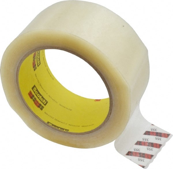 3M - 2" x 55 Yd Clear Rubber Adhesive Sealing Tape - Polyester Film Backing, 3.43 mil Thick, 69 Lb Tensile Strength, Series 355 - Exact Tooling