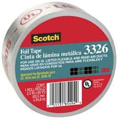 3M - 2-1/2" x 55m Silver Foil Tape - 4.4 mil, Acrylic Adhesive, Aluminum Foil Backing, -20°F to 250°F, Series 3326 - Exact Tooling