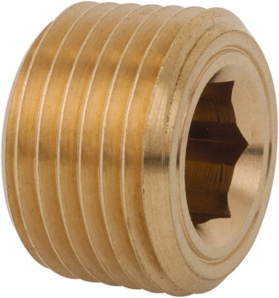 Legris - 1/2 Male Thread, Brass Industrial Pipe Hollow Hex Plug - MBSPT, 3,626 psi - Exact Tooling