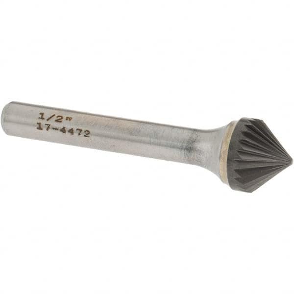 OSG - 1/2" Head Diam, 1/4" Shank Diam, 24 Flute 82° Solid Carbide Countersink - Exact Tooling