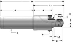 Allied Machine and Engineering - IS0 11926-1, SAE J1926-1/MS-16142 Standard, 1/2-20" Thread, 5 Tube Dash Number, 12° Porting Angle, 29/64" Pilot Diam, 5/8" Shank Diam, Indexable Spade Blade Insert Porting Tool - 2 Porting Inserts, 3.402" Overall Length - Exact Tooling