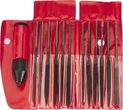 Value Collection - 13 Piece Swiss Pattern File Set - Medium Coarseness, Set Includes Crochet, Flat, Pippin, Round, Slitting, Square, Three Square - Exact Tooling