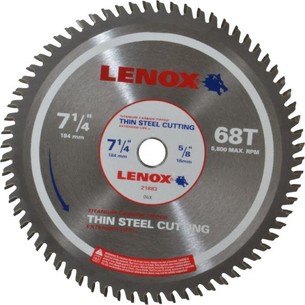Lenox - 7-1/4" Diam, 5/8" Arbor Hole Diam, 68 Tooth Wet & Dry Cut Saw Blade - Titanium Carbide-Tipped, General Purpose Action, Standard Round Arbor - Exact Tooling