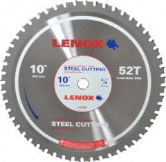 Lenox - 10" Diam, 5/8" Arbor Hole Diam, 52 Tooth Wet & Dry Cut Saw Blade - Titanium Carbide-Tipped, General Purpose Action, Standard Round Arbor - Exact Tooling