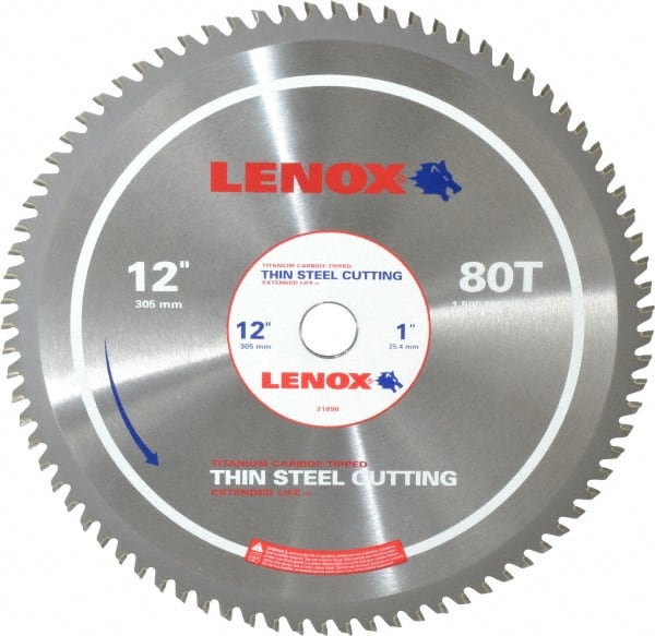 Lenox - 12" Diam, 1" Arbor Hole Diam, 80 Tooth Wet & Dry Cut Saw Blade - Titanium Carbide-Tipped, General Purpose Action, Standard Round Arbor - Exact Tooling