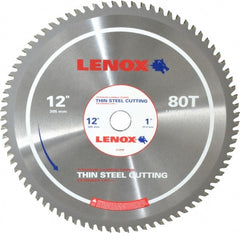 Lenox - 12" Diam, 1" Arbor Hole Diam, 80 Tooth Wet & Dry Cut Saw Blade - Titanium Carbide-Tipped, General Purpose Action, Standard Round Arbor - Exact Tooling