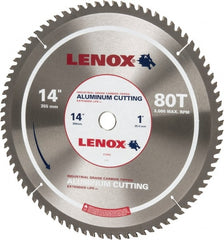 Lenox - 14" Diam, 1" Arbor Hole Diam, 80 Tooth Wet & Dry Cut Saw Blade - Titanium Carbide-Tipped, General Purpose Action, Standard Round Arbor - Exact Tooling