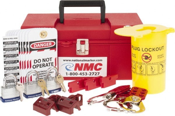 NMC - 40 Piece Electrical Lockout Kit - Keyed Differently, Comes in Tool Box - Exact Tooling
