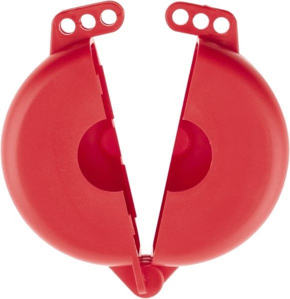 NMC - 2-1/2 to 5 Inch Valve Handle Size, Polypropylene Rotating Gate Valve Wheel Lockout - 3/8 Inch Max Shackle Diameter, Red - Exact Tooling