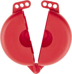 NMC - 2-1/2 to 5 Inch Valve Handle Size, Polypropylene Rotating Gate Valve Wheel Lockout - 3/8 Inch Max Shackle Diameter, Red - Exact Tooling