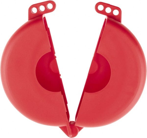 NMC - 5 to 6-1/2 Inch Valve Handle Size, Polypropylene Rotating Gate Valve Wheel Lockout - 3/8 Inch Max Shackle Diameter, Red - Exact Tooling