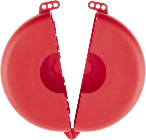 NMC - 6-1/2 to 10 Inch Valve Handle Size, Polypropylene Rotating Gate Valve Wheel Lockout - 3/8 Inch Max Shackle Diameter, Red - Exact Tooling