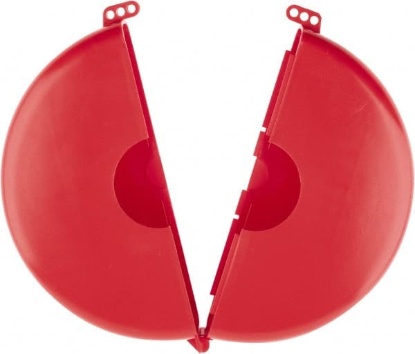 NMC - 10 to 14 Inch Valve Handle Size, Polypropylene Rotating Gate Valve Wheel Lockout - 3/8 Inch Max Shackle Diameter, Red - Exact Tooling