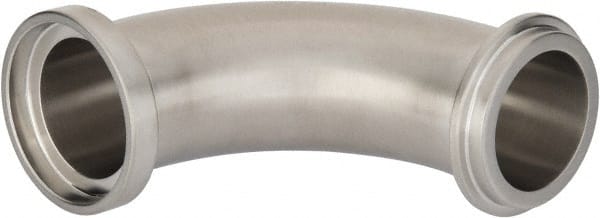 VNE - 1-1/2", E-Line Style, Sanitary Stainless Steel Pipe 90° Elbow - Male x Female Connection, Grade 304 - Exact Tooling