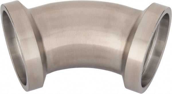 VNE - 2", E-Line Style, Sanitary Stainless Steel Pipe 45° Elbow - Female x Female Connection, Grade 304 - Exact Tooling