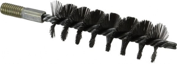 Value Collection - 1-1/2" Diam Helical Steel Tube Brush - 0.012" Filament Diam, 4-1/4" Brush Length, 7-1/2" OAL, 1/2-12 Male Shank - Exact Tooling