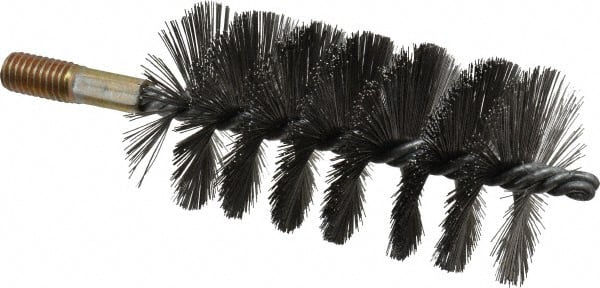 Value Collection - 2-1/4" Diam Helical Steel Tube Brush - Single Spiral, 0.012" Filament Diam, 4-1/4" Brush Length, 7-1/2" OAL, 1/2-12 Male Shank - Exact Tooling