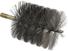 Value Collection - 4" Diam Helical Steel Tube Brush - 0.016" Filament Diam, 4-1/4" Brush Length, 7-1/2" OAL, 1/2-12 Male Shank - Exact Tooling