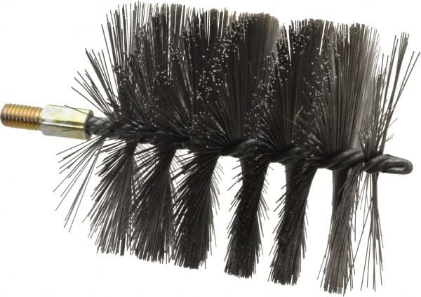 Value Collection - 5" Diam Helical Steel Tube Brush - 0.016" Filament Diam, 4-1/4" Brush Length, 7-1/2" OAL, 1/2-12 Male Shank - Exact Tooling